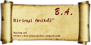 Birinyi Anikó névjegykártya
